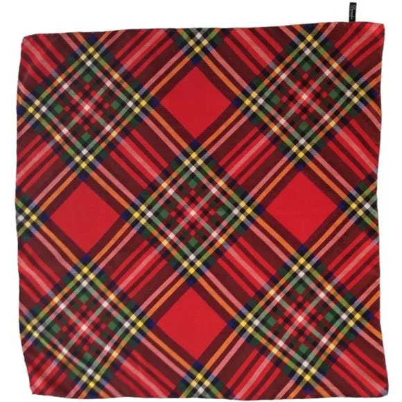 DUNEDIN Red Plaids & Checks Silk Scarf 31"/31,5" EX COND - Picture 1 of 8